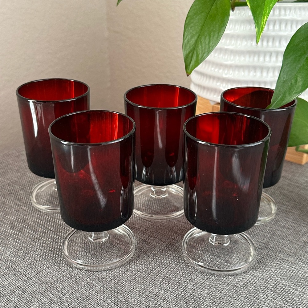 Luminarc Cavalier Ruby Red Cordial Glasses
